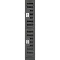 Clean Line Lockers, 2 -tier, 12" x 12" x 76", Steel, Charcoal, Rivet (Assembled), Perforated Pathway Supply LP