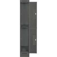 Clean Line Lockers, 2 -tier, 12" x 12" x 76", Steel, Charcoal, Rivet (Assembled), Perforated Pathway Supply LP