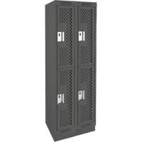 Clean Line Lockers, 2 -tier, Bank of 2, 24" x 12" x 76", Steel, Charcoal, Rivet (Assembled), Perforated Pathway Supply LP
