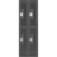 Clean Line Lockers, 2 -tier, Bank of 2, 24" x 12" x 76", Steel, Charcoal, Rivet (Assembled), Perforated Pathway Supply LP