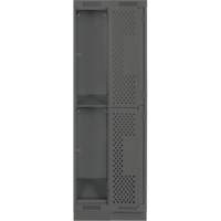 Clean Line Lockers, 2 -tier, Bank of 2, 24" x 12" x 76", Steel, Charcoal, Rivet (Assembled), Perforated Pathway Supply LP