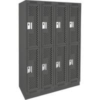 Casiers Clean Line, 2 niveaux, Bloc de 4, 48" x 12" x 76", Acier, Charbon, Rivet (assembl&eacute;), Perfor&eacute; Pathway Supply LP