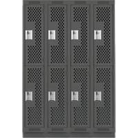 Casiers Clean Line, 2 niveaux, Bloc de 4, 48" x 12" x 76", Acier, Charbon, Rivet (assembl&eacute;), Perfor&eacute; Pathway Supply LP