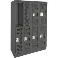 Casiers Clean Line, 2 niveaux, Bloc de 4, 48" x 12" x 76", Acier, Charbon, Rivet (assembl&eacute;), Perfor&eacute; Pathway Supply LP