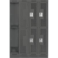 Casiers Clean Line, 2 niveaux, Bloc de 4, 48" x 12" x 76", Acier, Charbon, Rivet (assembl&eacute;), Perfor&eacute; Pathway Supply LP