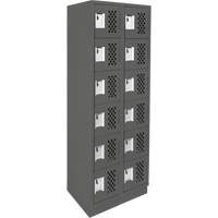 Clean-Line Perforated Lockerette, 6 -tier, Bank of 2, 12" x 72" x 12", Steel Pathway Supply LP