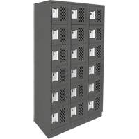 Assembled Lockerettes Clean Line Perforated Economy Lockers, 6 -tier, Bank of 3, 18" x 72" x 12", Steel Pathway Supply LP