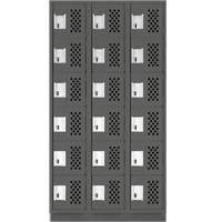 Assembled Lockerettes Clean Line Perforated Economy Lockers, 6 -tier, Bank of 3, 18" x 72" x 12", Steel Pathway Supply LP
