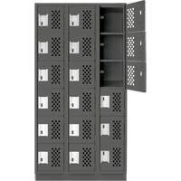 Assembled Lockerettes Clean Line Perforated Economy Lockers, 6 -tier, Bank of 3, 18" x 72" x 12", Steel Pathway Supply LP