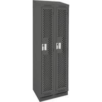 Clean Line Lockers, Bank of 2, 24" x 15" x 82", Steel, Charcoal, Rivet (Assembled), Perforated Pathway Supply LP