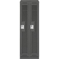 Clean Line Lockers, Bank of 2, 24" x 15" x 82", Steel, Charcoal, Rivet (Assembled), Perforated Pathway Supply LP