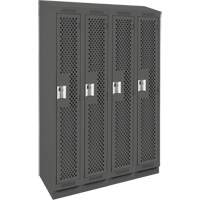 Clean Line Lockers, Bank of 4, 48" x 15" x 82", Steel, Charcoal, Rivet (Assembled), Perforated Pathway Supply LP