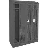 Clean Line Lockers, Bank of 4, 48" x 15" x 82", Steel, Charcoal, Rivet (Assembled), Perforated Pathway Supply LP