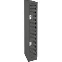 Clean Line Lockers, 2 -tier, 12" x 18" x 82", Steel, Charcoal, Rivet (Assembled), Perforated Pathway Supply LP