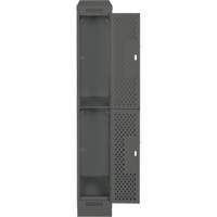 Clean Line Lockers, 2 -tier, 12" x 18" x 82", Steel, Charcoal, Rivet (Assembled), Perforated Pathway Supply LP