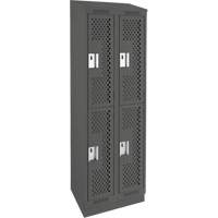 Clean Line Lockers, 2 -tier, Bank of 2, 24" x 12" x 82", Steel, Charcoal, Rivet (Assembled), Perforated Pathway Supply LP