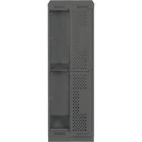 Clean Line Lockers, 2 -tier, Bank of 2, 24" x 12" x 82", Steel, Charcoal, Rivet (Assembled), Perforated Pathway Supply LP