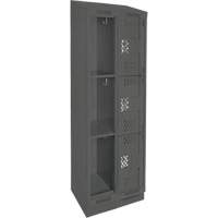 Clean Line Lockers, 3 -tier, Bank of 2, 24" x 18" x 82", Steel, Charcoal, Rivet (Assembled), Perforated Pathway Supply LP