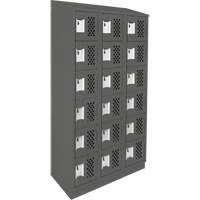 Assembled Lockerettes Clean Line Perforated Economy Lockers, 6 -tier, Bank of 3, 18" x 72" x 12", Steel Pathway Supply LP