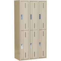 Concorde Heavy-Duty Lockers, 2 -tier, Bank of 3, 36" x 18" x 72", Steel, Beige, Welded (Assembled) Pathway Supply LP