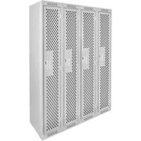 Clean Line Lockers, Bank of 4, 48" x 15" x 72", Steel, Grey, Rivet (Assembled), Perforated Pathway Supply LP