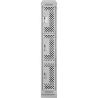 Clean Line Lockers, 3 -tier, 12" x 12" x 72", Steel, Grey, Rivet (Assembled), Perforated Pathway Supply LP