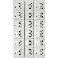 Clean-Line Perforated Lockerette, 6 -tier, Bank of 3, 12" x 72" x 12", Steel Pathway Supply LP