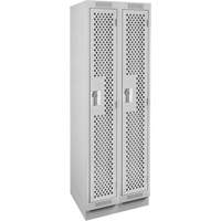 Clean Line Lockers, Bank of 2, 24" x 12" x 76", Steel, Grey, Rivet (Assembled), Perforated Pathway Supply LP