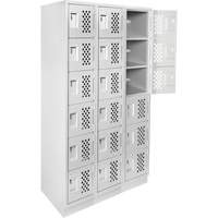 Assembled Lockerettes Clean Line Perforated Economy Lockers, 6 -tier, Bank of 3, 18" x 72" x 12", Steel Pathway Supply LP