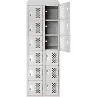 Assembled Lockerettes Clean Line Perforated Economy Lockers, 6 -tier, Bank of 2, 18" x 72" x 12", Steel Pathway Supply LP
