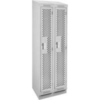 Clean Line Lockers, Bank of 2, 24" x 15" x 82", Steel, Grey, Rivet (Assembled), Perforated Pathway Supply LP