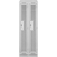 Clean Line Lockers, Bank of 2, 24" x 15" x 82", Steel, Grey, Rivet (Assembled), Perforated Pathway Supply LP