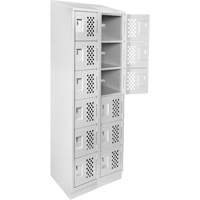 Assembled Lockerettes Clean Line Perforated Economy Lockers, 6 -tier, Bank of 2, 18" x 72" x 12", Steel Pathway Supply LP