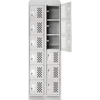 Assembled Lockerettes Clean Line Perforated Economy Lockers, 6 -tier, Bank of 2, 18" x 72" x 12", Steel Pathway Supply LP