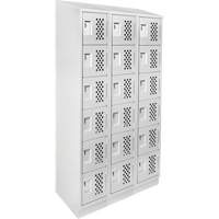 Assembled Lockerettes Clean Line Perforated Economy Lockers, 6 -tier, Bank of 3, 18" x 72" x 12", Steel Pathway Supply LP