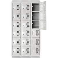 Assembled Lockerettes Clean Line Perforated Economy Lockers, 6 -tier, Bank of 3, 18" x 72" x 12", Steel Pathway Supply LP
