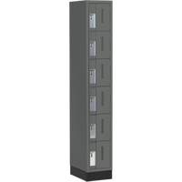 Concorde Heavy-Duty Lockers, 6 -tier, 12" x 18" x 76", Steel, Charcoal, Welded (Assembled) Pathway Supply LP