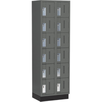 Concorde Heavy-Duty Lockers, 6 -tier, Bank of 2, 24" x 18" x 76", Steel, Charcoal, Welded (Assembled) Pathway Supply LP