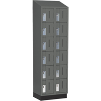 Concorde Heavy-Duty Lockers, 6 -tier, Bank of 2, 24" x 18" x 82", Steel, Charcoal, Welded (Assembled) Pathway Supply LP