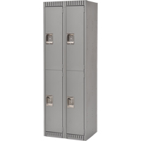 Lockers, 2 -tier, Bank of 2, 24" x 18" x 72", Steel, Grey, Knocked Down Pathway Supply LP