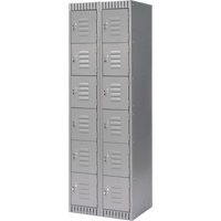 Lockers, 6 -tier, Bank of 2, 24" x 18" x 72", Steel, Grey, Knocked Down Pathway Supply LP