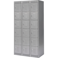 Lockers, 6 -tier, Bank of 3, 36" x 18" x 72", Steel, Grey, Knocked Down Pathway Supply LP