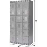 Lockers, 6 -tier, Bank of 3, 36" x 18" x 72", Steel, Grey, Knocked Down Pathway Supply LP