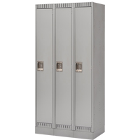 Lockers, Bank of 3, 36" x 18" x 76", Steel, Grey, Knocked Down Pathway Supply LP