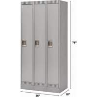 Lockers, Bank of 3, 36" x 18" x 76", Steel, Grey, Knocked Down Pathway Supply LP