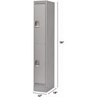 Lockers, 2 -tier, 12" x 18" x 76", Steel, Grey, Knocked Down Pathway Supply LP