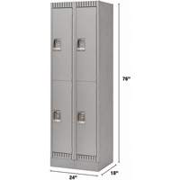 Casiers, 2 niveaux, Bloc de 2, 24" x 18" x 76", Acier, Gris, D&eacute;mont&eacute; Pathway Supply LP