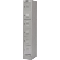 Lockers, 6 -tier, 12" x 18" x 76", Steel, Grey, Knocked Down Pathway Supply LP