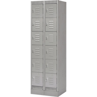 Lockers, 6 -tier, Bank of 2, 24" x 18" x 76", Steel, Grey, Knocked Down Pathway Supply LP