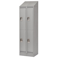Lockers, 2 -tier, Bank of 2, 24" x 18" x 86", Steel, Grey, Knocked Down Pathway Supply LP